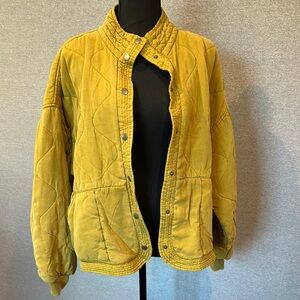 Blank NYC Yellow Puffer Jacket with Stand-Up Collar